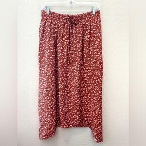 SIMPLY VERA VERA WANG | Rust Animal Print Sharkbite Hem Midi Skirt | Medium